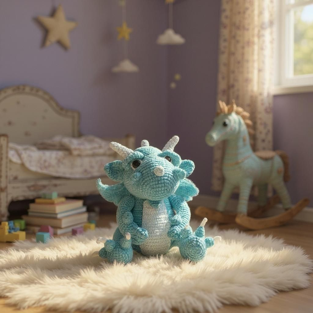 Bubbles the Turquoise Dragon - Handcrafted Plush Creature