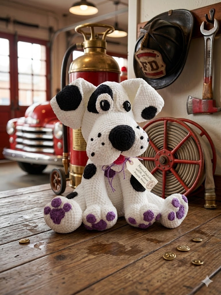 Custom Purple-Paw Dalmatian Dog – Amigurumi Crochet Plushie